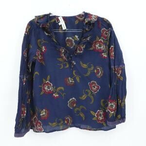 Madewell x Warm Shirt Womens Medium Floral Ruffle Long Sleeve Boho Fall Flowy